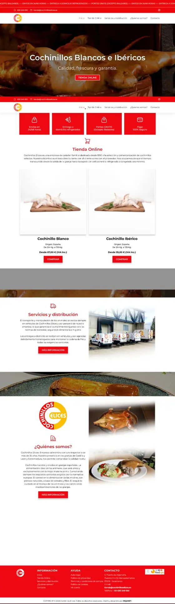 Página completa de la web de Cochinillos Elices