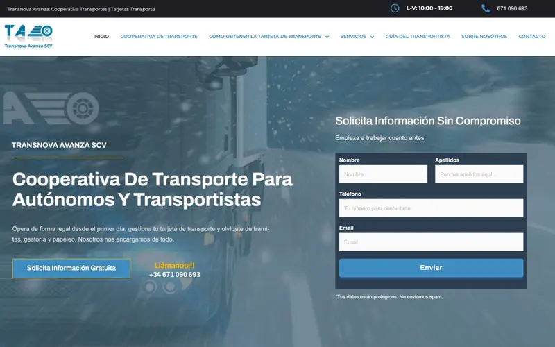 Home de Transnova Avanza