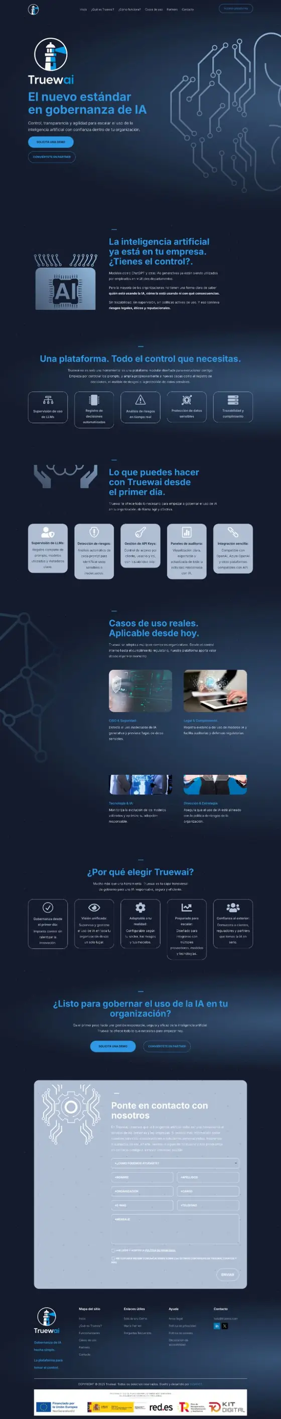 Página completa de la web de Truewai